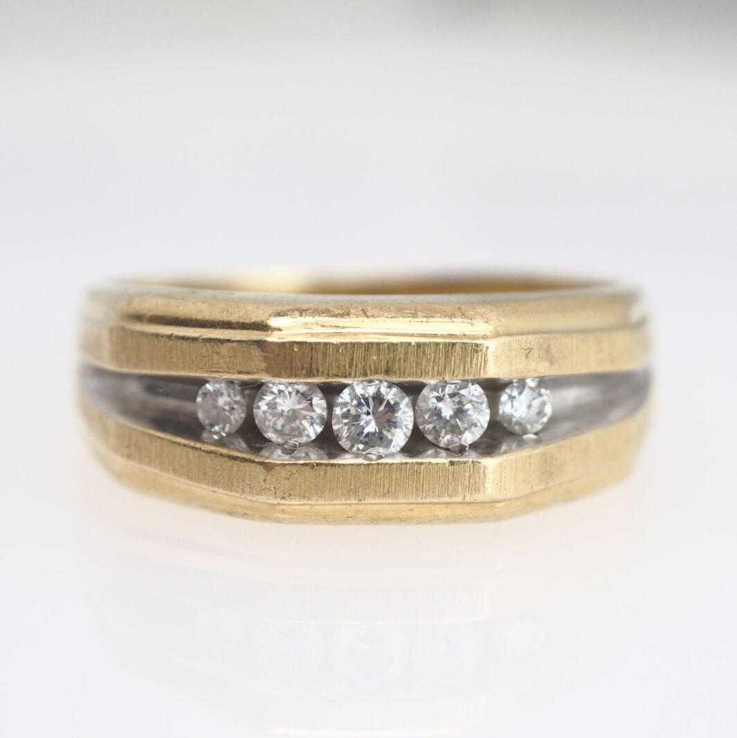 Gold Men's Channel Set Diamond Ring