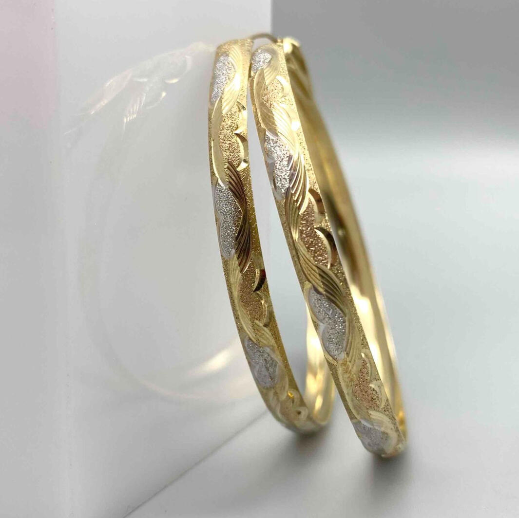 Gold Diamond Cut Hoop Earrings