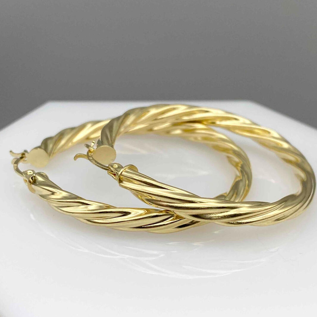 Gold Twist Hoop Earrings